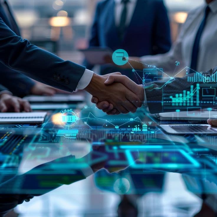 Team collaborating in a connected workspace
